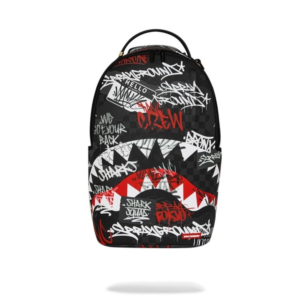 NEW Sprayground Branded Bandit Shark Backpack Black White Red Unisex Streetwear